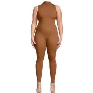 SKIMS All-In-One Mock Neck Sleeveless Jumpsuit Carmel 3X Nwt